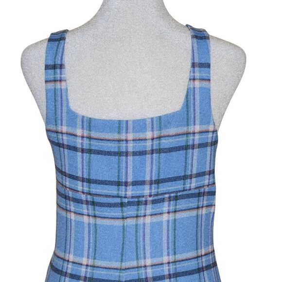 Live to Be Spoiled Midi Dress Empire Waist Ruched Top Blue Plaid Junior's Large - Picture 5 of 11